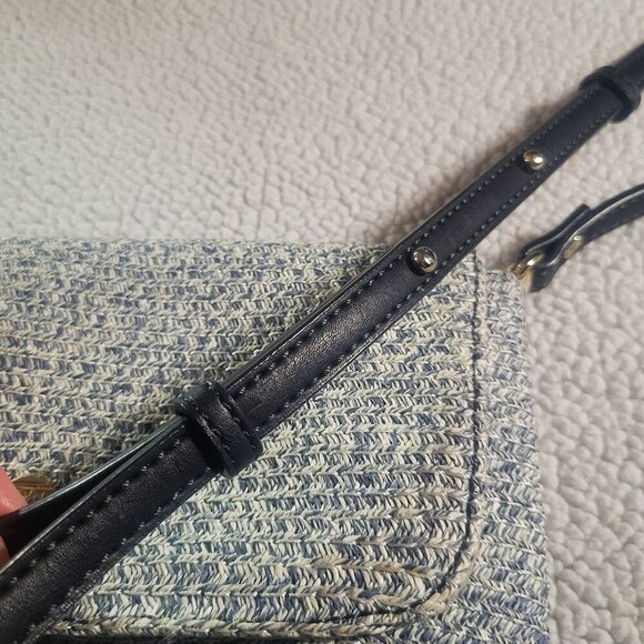 Talbots Packable Paper-Straw Crossbody Bag in Blue /White - Adjustable Strap - Picture 13 of 13